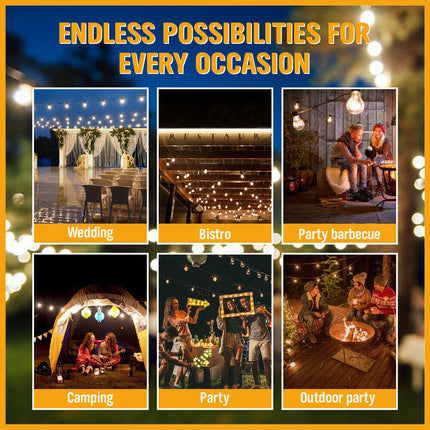 Solar Power 15 LED 18.2M Festoon String Lights Wedding Party WaterProof.