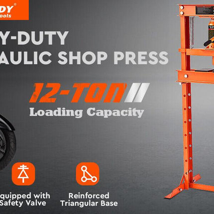 HORUSDY 12T Hydraulic Shop Press Bending H-Frame Benchtop Jack Stand Heavy Duty.