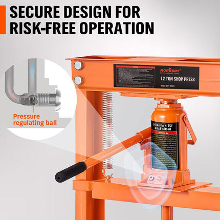 HORUSDY 12T Hydraulic Shop Press Bending H-Frame Benchtop Jack Stand Heavy Duty.