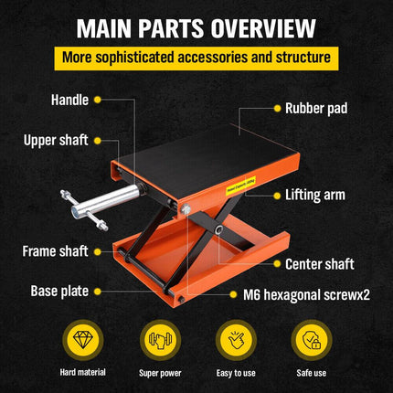 205KG Motorcycle Motorbike Lift Jack Motorcycle Stand Hoist Repair Work Bench.