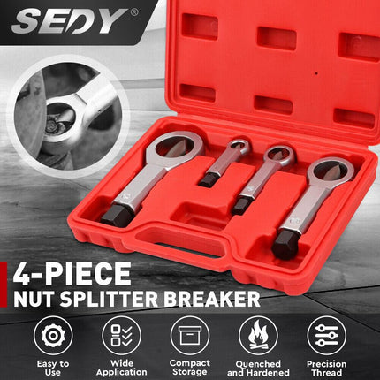 SEDY 4Pcs Metal Nut Splitter Kit Pressure Nut Cracker Remover Extractor Tool.