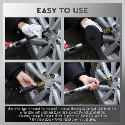 SEDY 10Pc Wheel Lock Removal Tool Kit Wheel Locking Nut Key Remover Kit With Box.