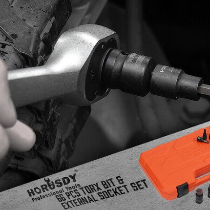 HORUSDY 66Pcs Torx Bit Socket Female External Socket Set Impact Adapter Socket.