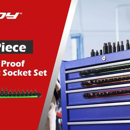 16-Piece Torx Star Bit Socket Set Magnetic Socket Rail Organizer T8-T60 Adapters.