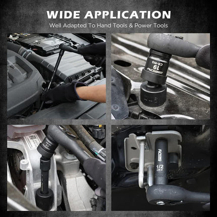 71-Pieces 3/8" Drive Master Impact Socket Set SAE Metric Universal Joint Adapter.