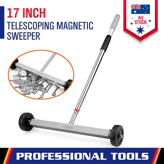17inch Telescoping Magnetic Sweeper Magnet Broom Rolling Pick Up 8.8Lbs Portable.