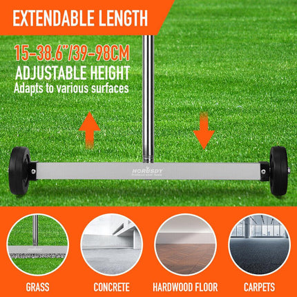 17inch Telescoping Magnetic Sweeper Magnet Broom Rolling Pick Up 8.8Lbs Portable.