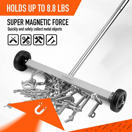 17inch Telescoping Magnetic Sweeper Magnet Broom Rolling Pick Up 8.8Lbs Portable.