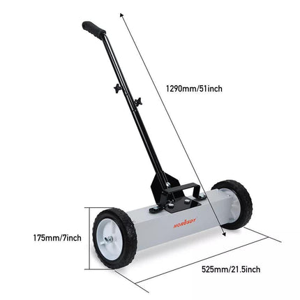 18Inch Magnetic Pick Up Sweeper With Wheels 45LBS Lawn Sweeper Roofing Tools.