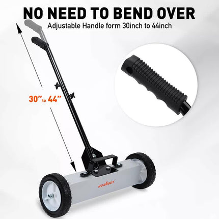 18Inch Magnetic Pick Up Sweeper With Wheels 45LBS Lawn Sweeper Roofing Tools.