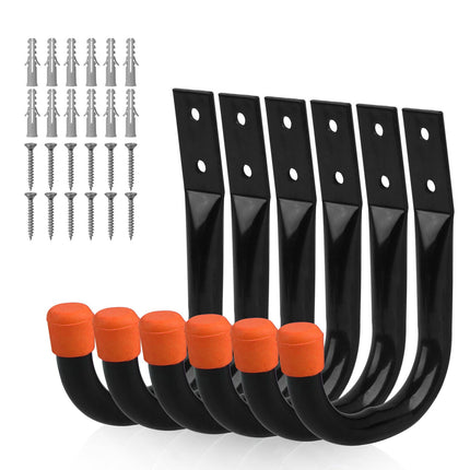 HORUSDY 6Pc Wall Mount Garage Hooks Set Heavy Duty Steel Storage Rack Hanger.
