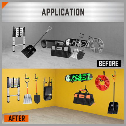 HORUSDY 6Pc Wall Mount Garage Hooks Set Heavy Duty Steel Storage Rack Hanger.