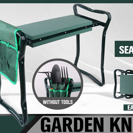 HORUSDY Garden Kneeler Bench Foldable Stool Knee Soft Pad Seat with Tool Pouch.