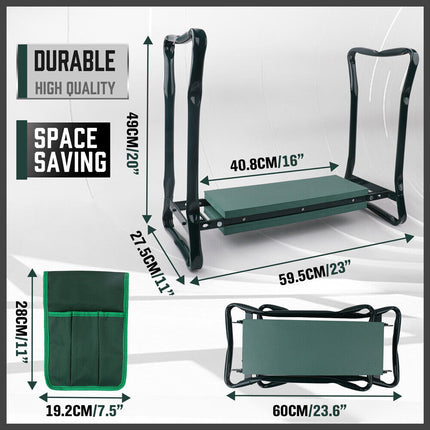 HORUSDY Garden Kneeler Bench Foldable Stool Knee Soft Pad Seat with Tool Pouch.
