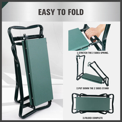 HORUSDY Garden Kneeler Bench Foldable Stool Knee Soft Pad Seat with Tool Pouch.
