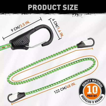 10-Piece Bungee Cords With Hook 40inch Outdoor Elastic Bungee Straps Luggage.