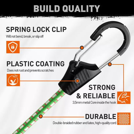 10-Piece Bungee Cords With Hook 40inch Outdoor Elastic Bungee Straps Luggage.