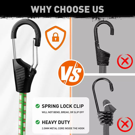 10-Piece Bungee Cords With Hook 40inch Outdoor Elastic Bungee Straps Luggage.