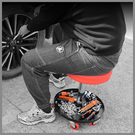 SEDY 150kg Load Pneumatic Roller Seat Mechanic Rolling Stool With Tool Tray AU.