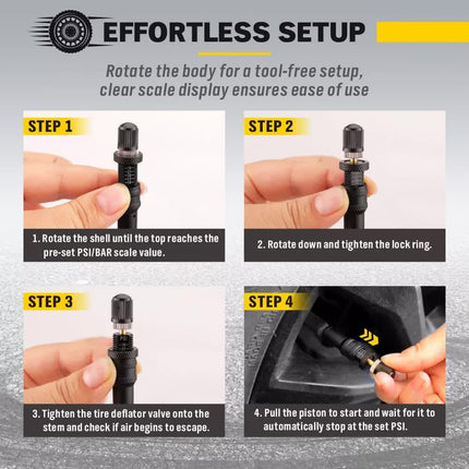 4Pcs Tyre Deflators Air Deflator Tire Valve Core Tool 10~30 PSI Portable 4x4 Au.