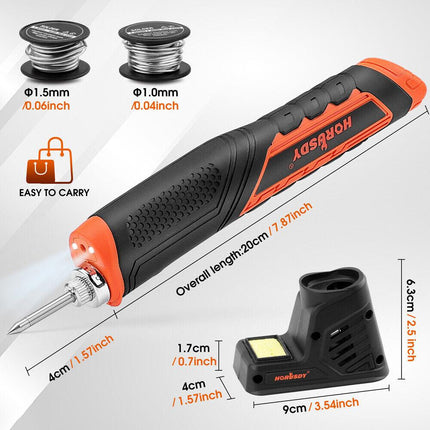 HORUSDY 8W 4V Max Cordless Soldering Iron Rechargeable with Lithium-Ion Battery.
