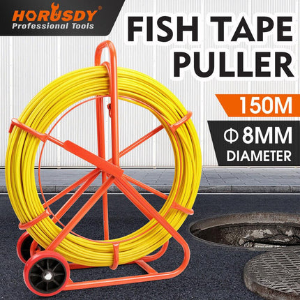 150M×8MM Fish Tape Puller Fiberglass Wire Cable Running Duct Rodder Heavy Duty.