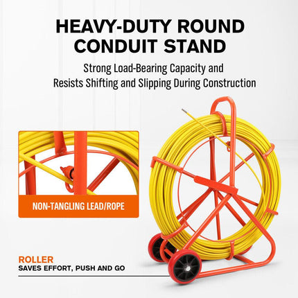 150M×8MM Fish Tape Puller Fiberglass Wire Cable Running Duct Rodder Heavy Duty.