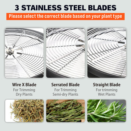 19 inch Bud Leaf Bowl Trimmer Tumble Stainless Steel Blades Twisted Spin Cut.