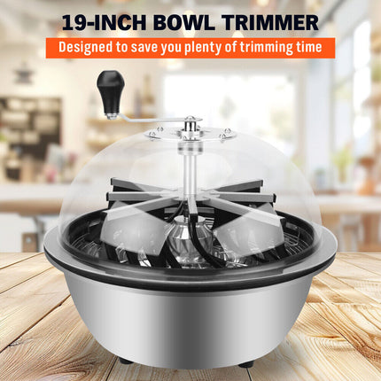 19 inch Bud Leaf Bowl Trimmer Tumble Stainless Steel Blades Twisted Spin Cut.