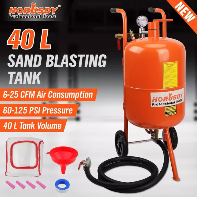 40L Sandblasting Tank Portable Sand Grit Blaster Abrasive Gun Car Trucks.