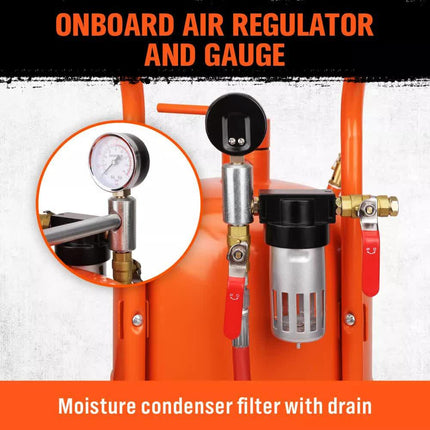 40L Sandblasting Tank Portable Sand Grit Blaster Abrasive Gun Car Trucks.