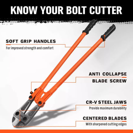36inch Super Long Bolt Cutter Lock Cutter Rubber Grip Cables Cables Chains Wires.