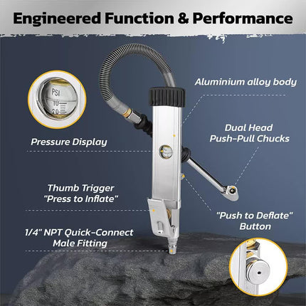 3in1 255PSI Tyre Inflator Car Motorcycle Air Tire Pressure Gauge Hose Pump Au.