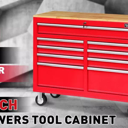 9 Drawers Tool Box Chest Cabinet Trolley Box Garage Storage Toolbox Red 1000lbs.