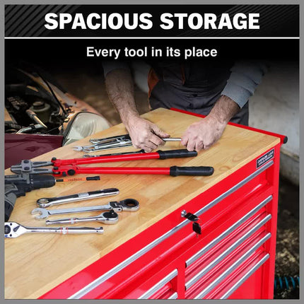 9 Drawers Tool Box Chest Cabinet Trolley Box Garage Storage Toolbox Red 1000lbs.