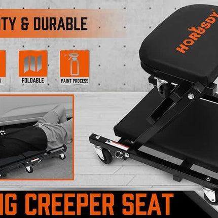40inch 2 in 1 Folding Creeper Mechanic Z Seat Garage Workshop Rolling Work Stool.