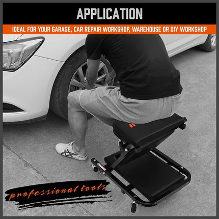 40inch 2 in 1 Folding Creeper Mechanic Z Seat Garage Workshop Rolling Work Stool.