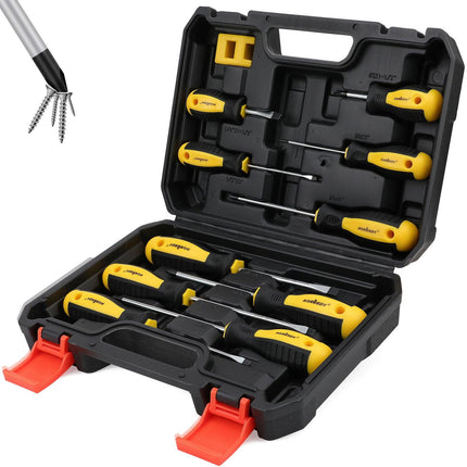 11-Pieces Magnetic Screwdriver Set with Case Magnetizer Demagnetizer Flat Head.
