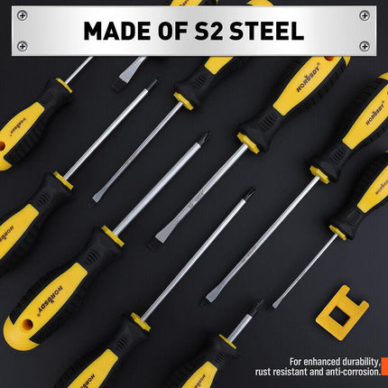 11-Pieces Magnetic Screwdriver Set with Case Magnetizer Demagnetizer Flat Head.