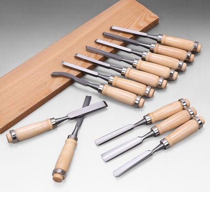 12Pc Wood Carving Chisel Set Knife High Carbon Steel Woodworking Rolling Pouch.