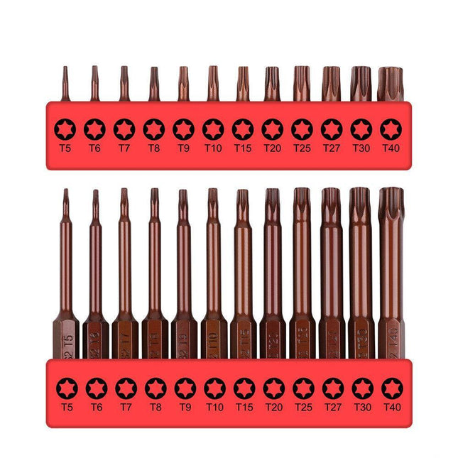 24Pc Torx Bit Set Star Head Screwdriver Bit Long Security Temper Proof T5-T40.