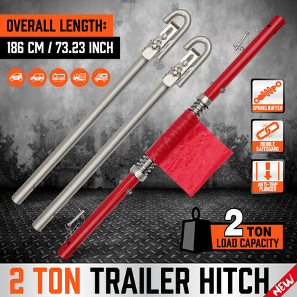 3Pcs 2 Ton Trailer Hitch 186cm Heavy Duty Tow Bar 4wd Trailer Spring Buffer Au.