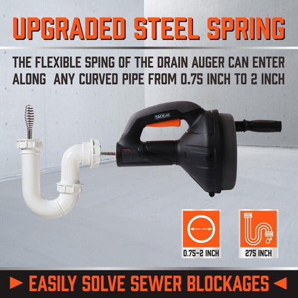 Drain Auger Drain Cleaner Unblocker Auger Sewage Pipe Cleaning Plumbing Tool.