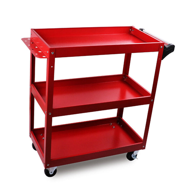 Red 3-Tier Tool Cart Trolley Toolbox Workshop Garage Storage 150KG Organizer Garage.