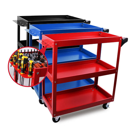 Red 3-Tier Tool Cart Trolley Toolbox Workshop Garage Storage 150KG Organizer Garage.
