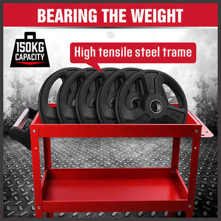 Red 3-Tier Tool Cart Trolley Toolbox Workshop Garage Storage 150KG Organizer Garage.