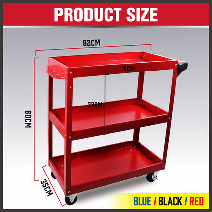 Blue 3-Tier Tool Cart Trolley Toolbox Workshop Garage Storage 150KG Organizer Garage.