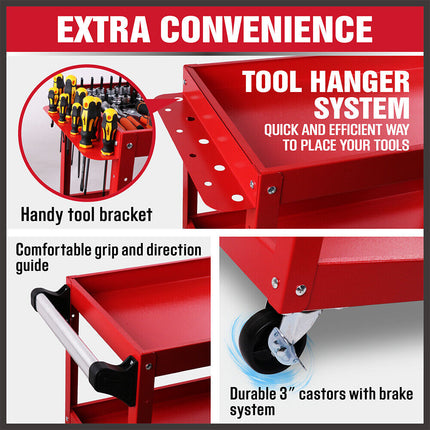 Blue 3-Tier Tool Cart Trolley Toolbox Workshop Garage Storage 150KG Organizer Garage.