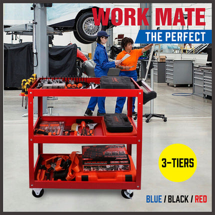 Blue 3-Tier Tool Cart Trolley Toolbox Workshop Garage Storage 150KG Organizer Garage.