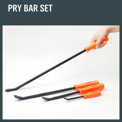 Horusdy 4Pc Steel Pry Bar Set Heavy Duty Mechanic Crowbar Car  4" 7" 12" 17-1/2".
